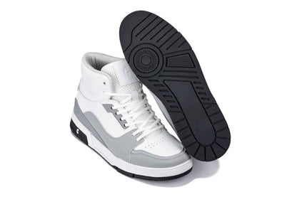 CALTO - S4751 - 3 Inches Taller (White/Grey) - High Top Sneakers Tallmenshoes.com