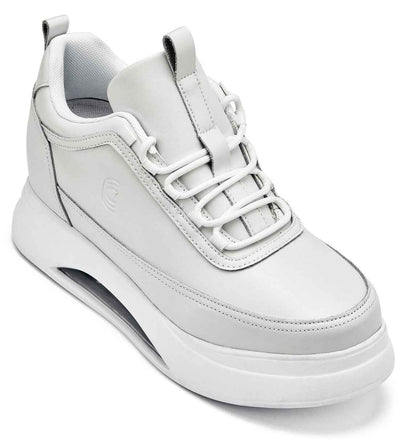 CALTO - S4926 - 3.2 Inches Taller (Bone/White Sole) - Chunky Elevated Platform Sneakers Tallmenshoes.com