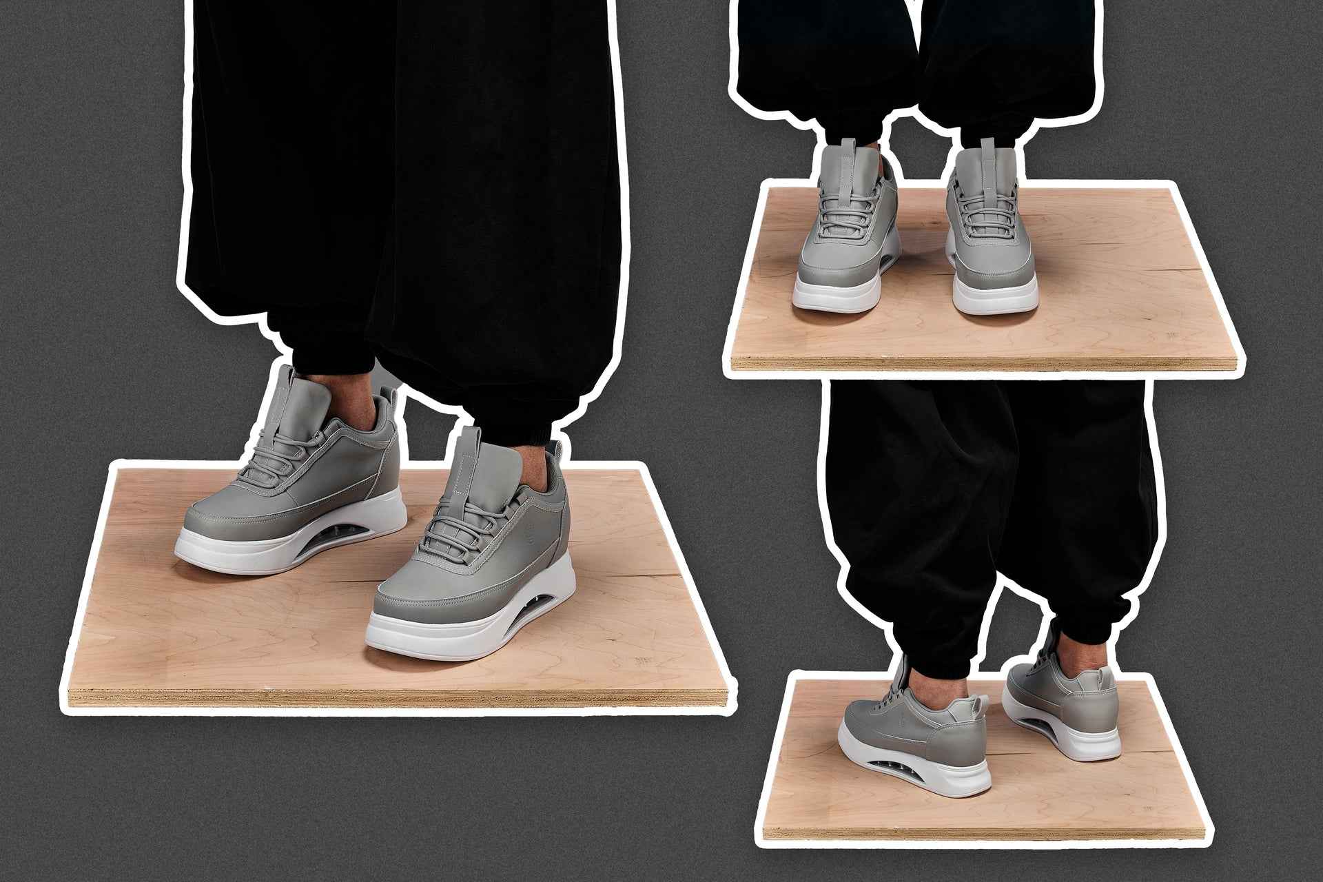 CALTO - S4927 - 3.2 Inches Taller (Dove Grey/White Sole) - Chunky Elevated Platform Sneakers Tallmenshoes.com
