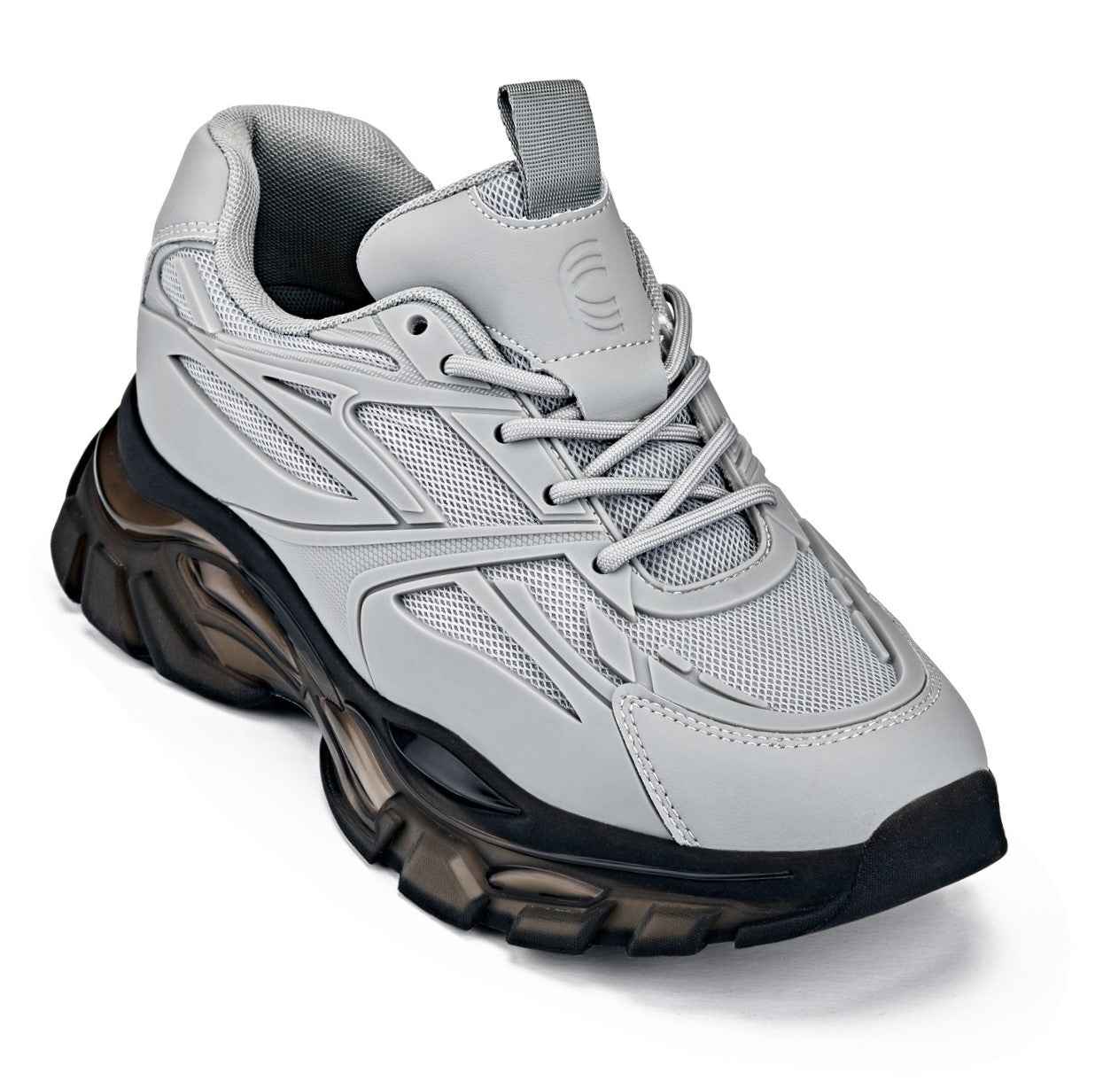 CALTO - S5281 - 2.6 Inches Taller (Cement/Translucent Onyx Sole) - Chunky Sole Sporty Sneakers Tallmenshoes.com