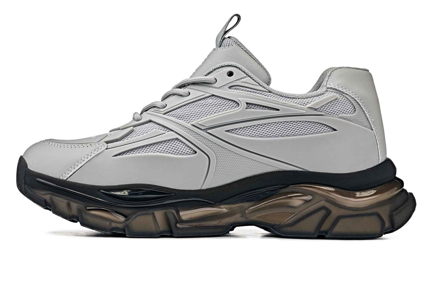 CALTO - S5281 - 2.6 Inches Taller (Cement/Translucent Onyx Sole) - Chunky Sole Sporty Sneakers Tallmenshoes.com