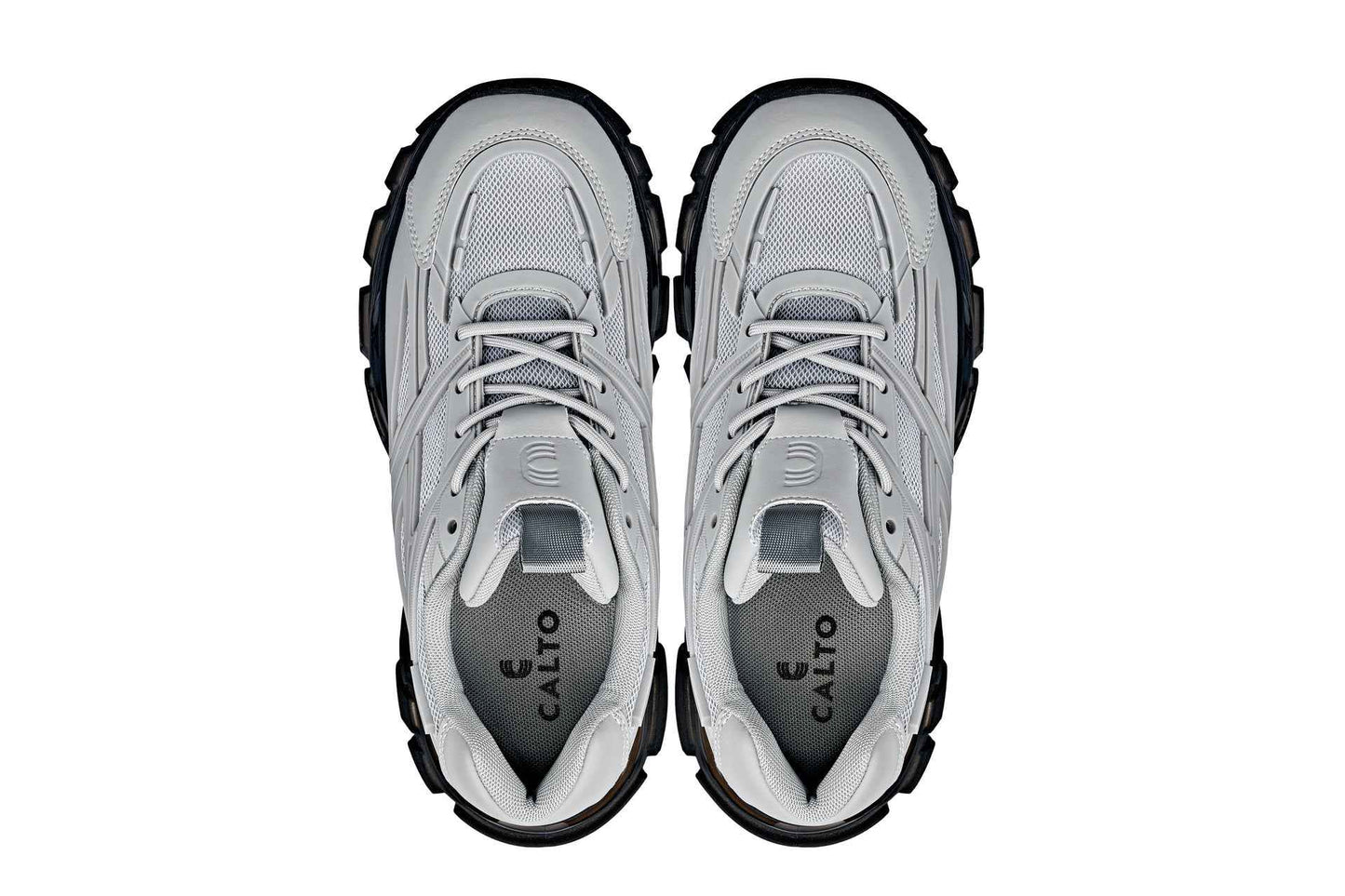 CALTO - S5281 - 2.6 Inches Taller (Cement/Translucent Onyx Sole) - Chunky Sole Sporty Sneakers Tallmenshoes.com