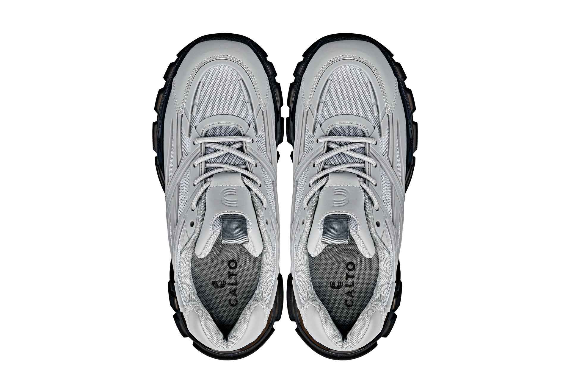 CALTO - S5281 - 2.6 Inches Taller (Cement/Translucent Onyx Sole) - Chunky Sole Sporty Sneakers Tallmenshoes.com