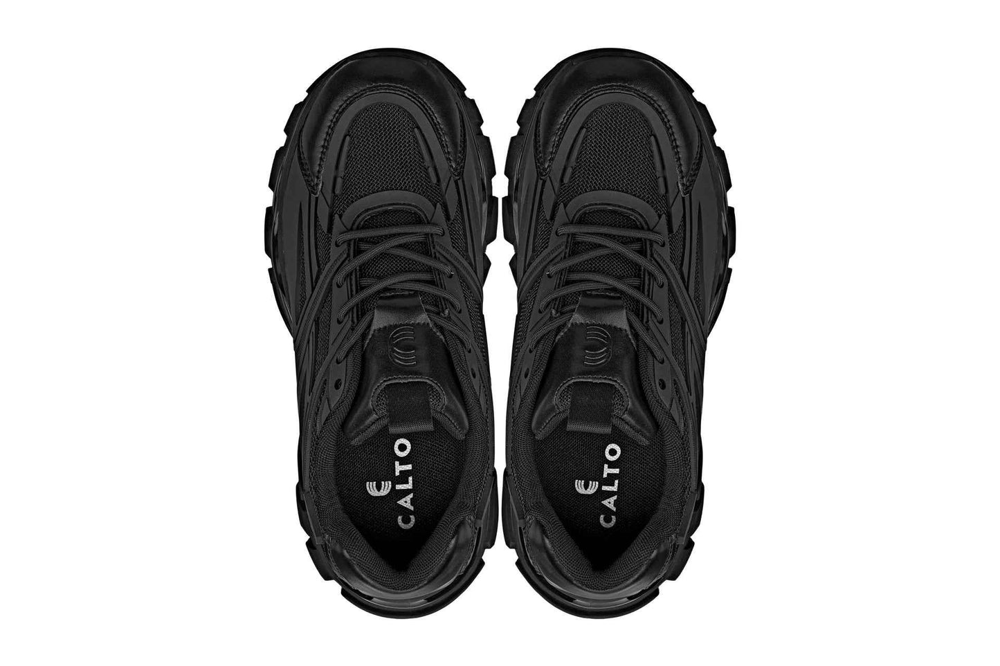 CALTO - S5282 - 2.6 Inches Taller (Jet Black/Onyx Sole) - Chunky Sole Sporty Sneakers Tallmenshoes.com
