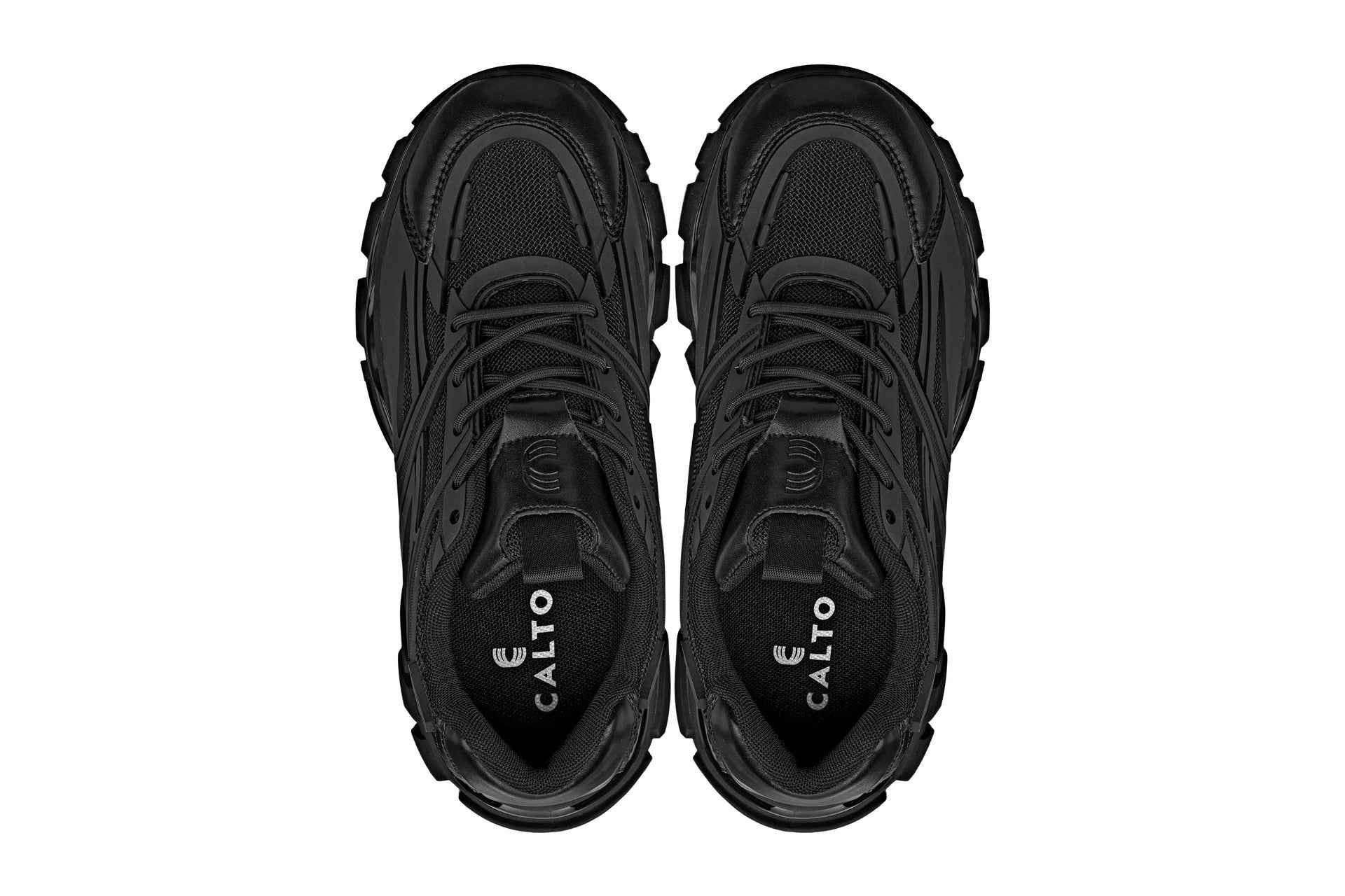 CALTO - S5282 - 2.6 Inches Taller (Jet Black/Onyx Sole) - Chunky Sole Sporty Sneakers Tallmenshoes.com