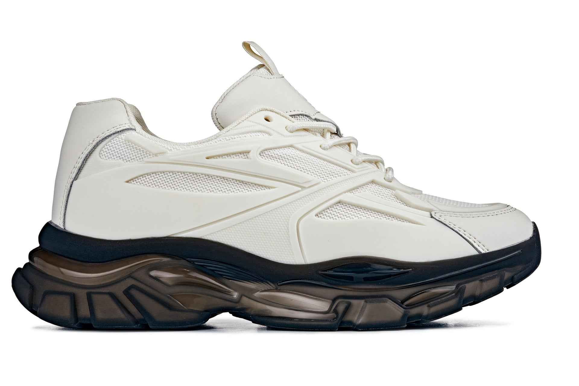 CALTO - S5283 - 2.6 Inches Taller (Beige/Translucent Onyx Sole) - Chunky Sole Sporty Sneakers Tallmenshoes.com