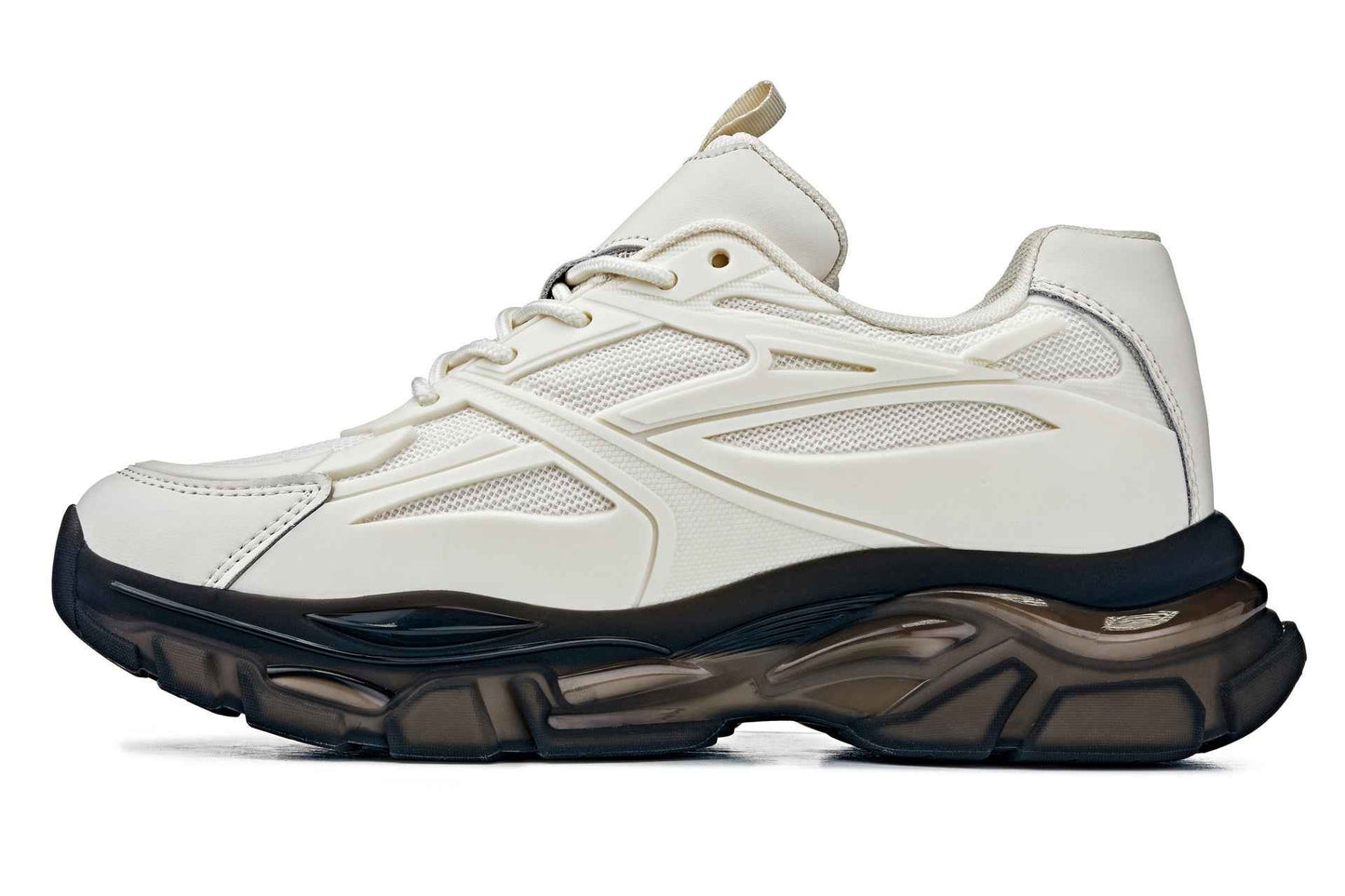 CALTO - S5283 - 2.6 Inches Taller (Beige/Translucent Onyx Sole) - Chunky Sole Sporty Sneakers Tallmenshoes.com