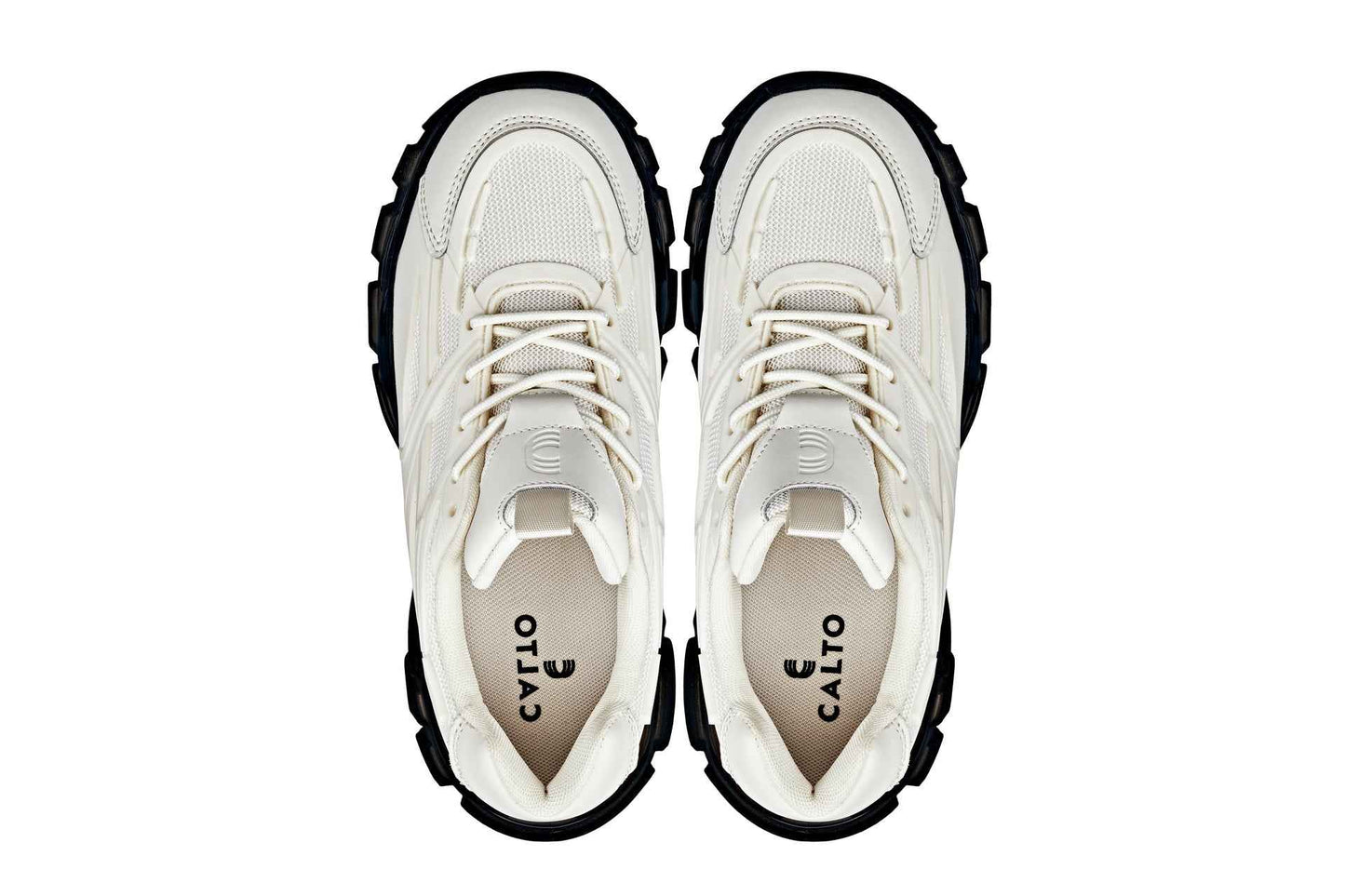 CALTO - S5283 - 2.6 Inches Taller (Beige/Translucent Onyx Sole) - Chunky Sole Sporty Sneakers Tallmenshoes.com