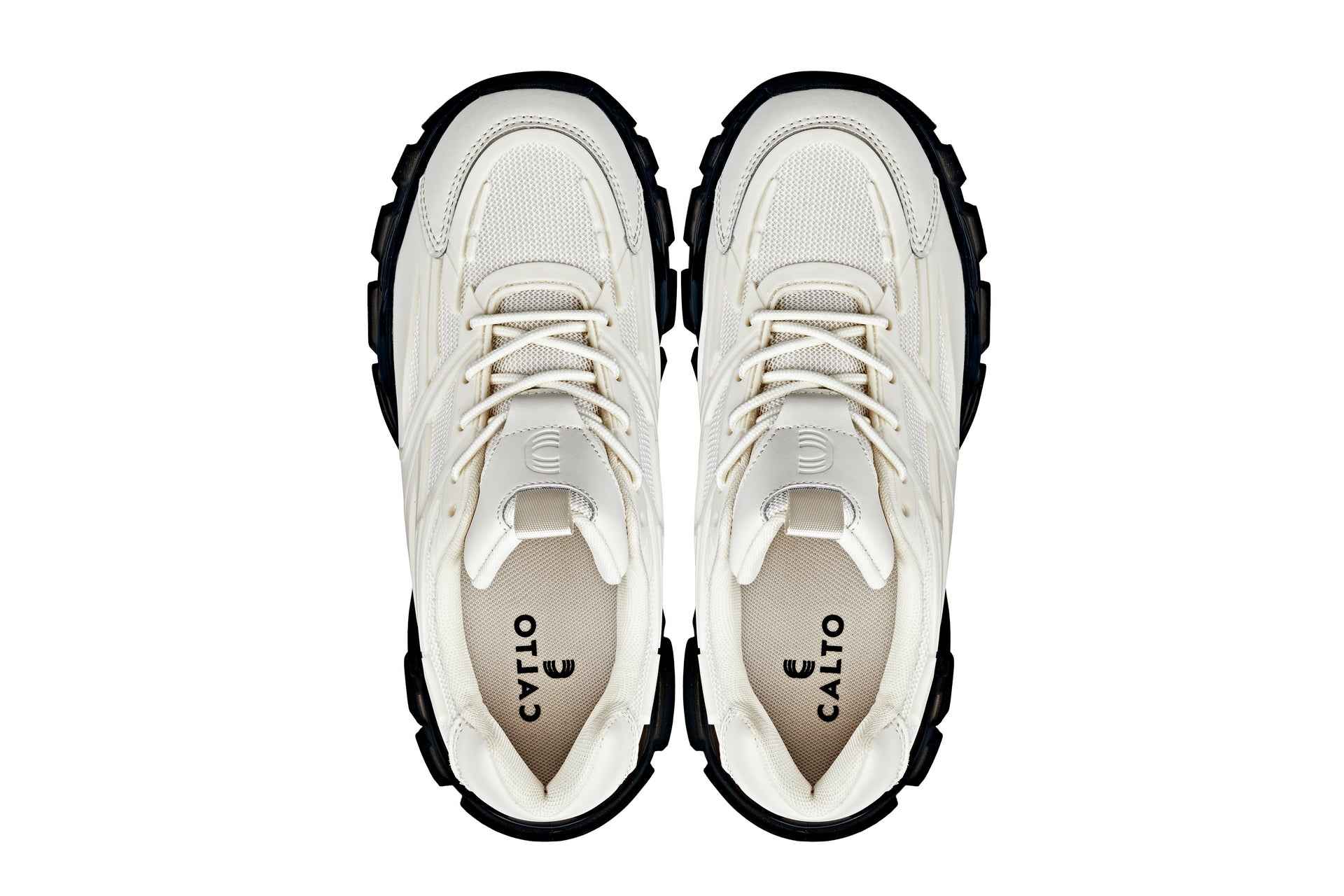 CALTO - S5283 - 2.6 Inches Taller (Beige/Translucent Onyx Sole) - Chunky Sole Sporty Sneakers Tallmenshoes.com