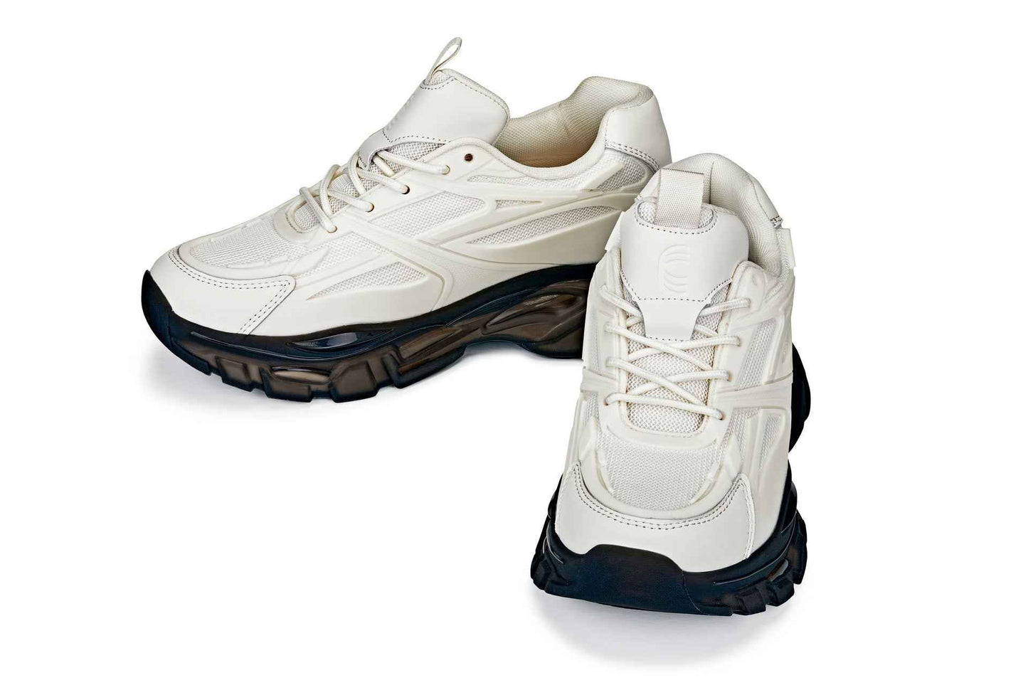 CALTO - S5283 - 2.6 Inches Taller (Beige/Translucent Onyx Sole) - Chunky Sole Sporty Sneakers Tallmenshoes.com