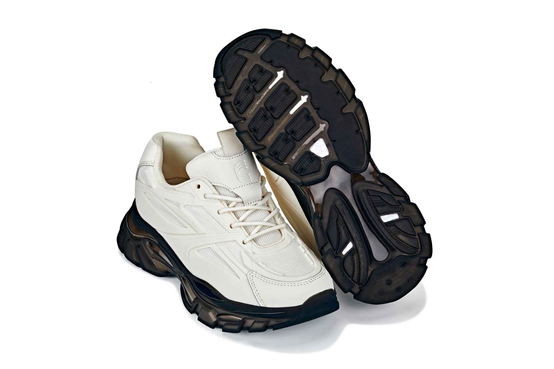 CALTO - S5283 - 2.6 Inches Taller (Beige/Translucent Onyx Sole) - Chunky Sole Sporty Sneakers Tallmenshoes.com