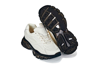 CALTO - S5283 - 2.6 Inches Taller (Beige/Translucent Onyx Sole) - Chunky Sole Sporty Sneakers Tallmenshoes.com
