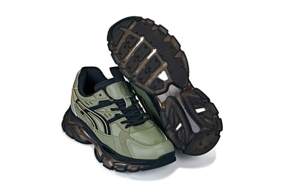 CALTO - S5284 - 2.6 Inches Taller (Khaki Green/Translucent Onyx Sole) - Chunky Sole Sporty Sneakers Tallmenshoes.com