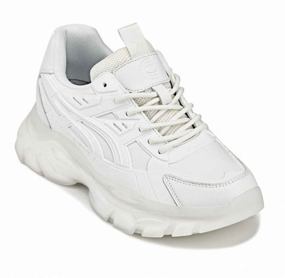 CALTO - S5285 - 2.6 Inches Taller (White/Translucent White Sole) - Chunky Sole Sporty Sneakers Tallmenshoes.com