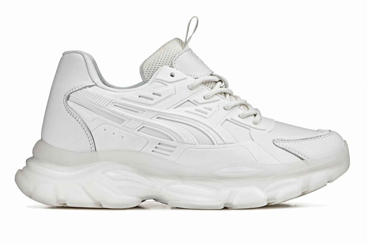 CALTO - S5285 - 2.6 Inches Taller (White/Translucent White Sole) - Chunky Sole Sporty Sneakers Tallmenshoes.com