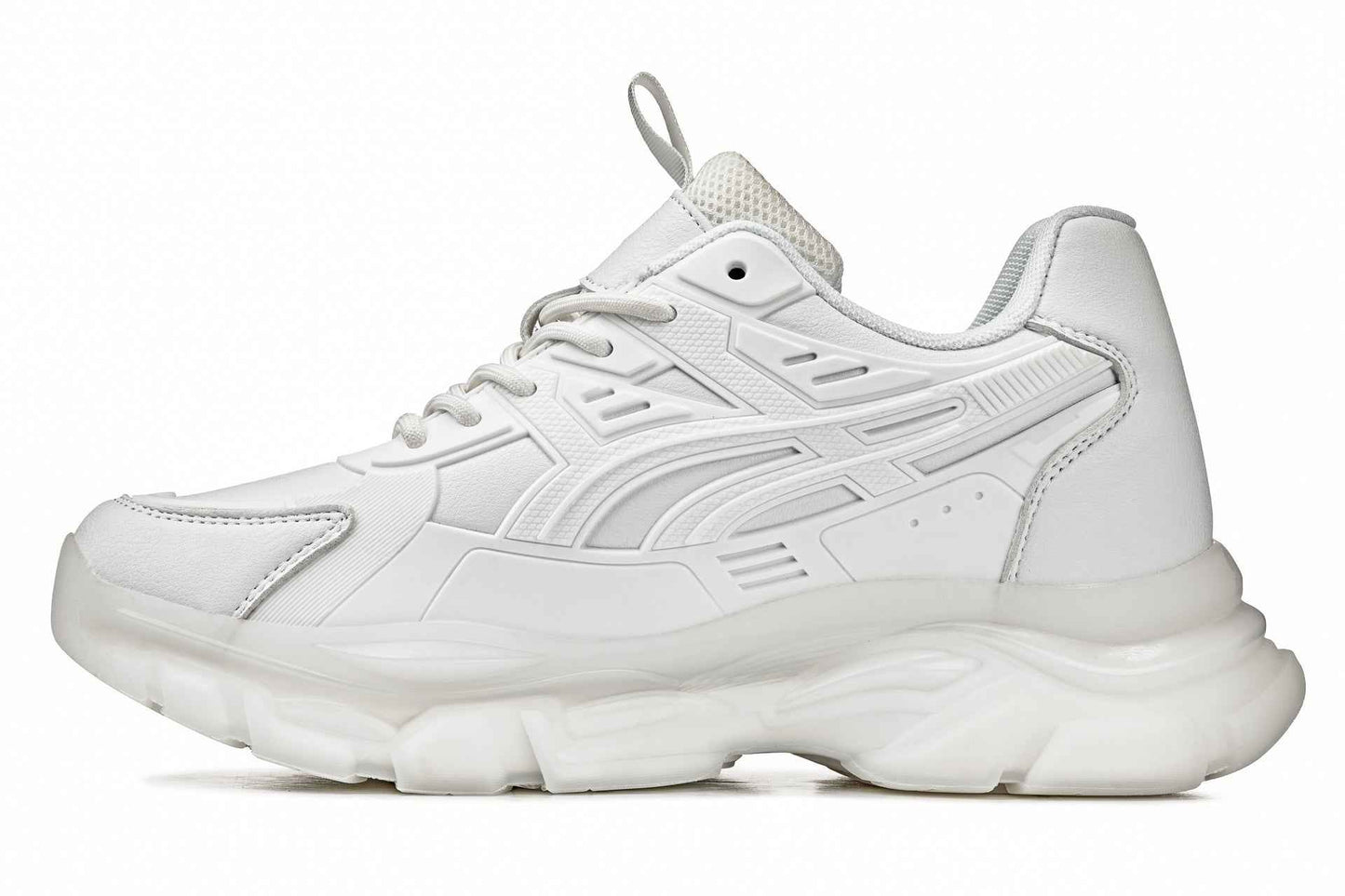 CALTO - S5285 - 2.6 Inches Taller (White/Translucent White Sole) - Chunky Sole Sporty Sneakers Tallmenshoes.com
