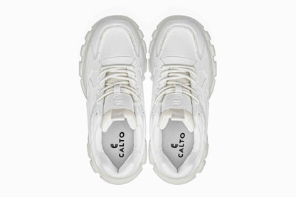 CALTO - S5285 - 2.6 Inches Taller (White/Translucent White Sole) - Chunky Sole Sporty Sneakers Tallmenshoes.com