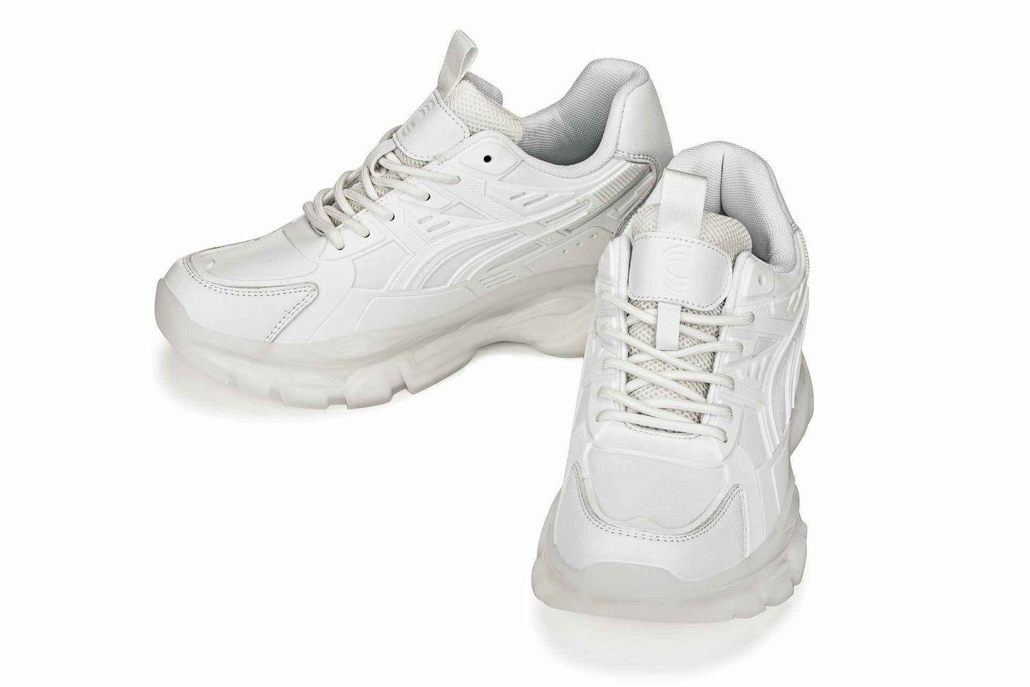 CALTO - S5285 - 2.6 Inches Taller (White/Translucent White Sole) - Chunky Sole Sporty Sneakers Tallmenshoes.com