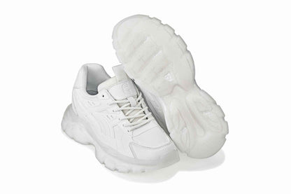 CALTO - S5285 - 2.6 Inches Taller (White/Translucent White Sole) - Chunky Sole Sporty Sneakers Tallmenshoes.com