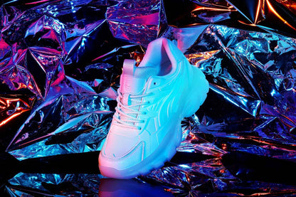 CALTO - S5285 - 2.6 Inches Taller (White/Translucent White Sole) - Chunky Sole Sporty Sneakers Tallmenshoes.com