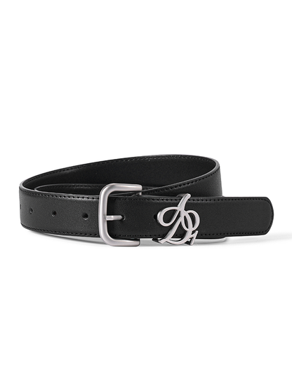 Luxury Leather Logo Belt: Designer Slim Strap with Signature Buckle - Wolvess
