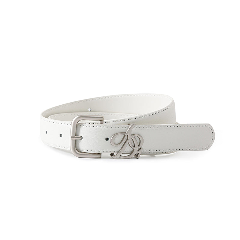 Luxury Leather Logo Belt: Designer Slim Strap with Signature Buckle - Wolvess