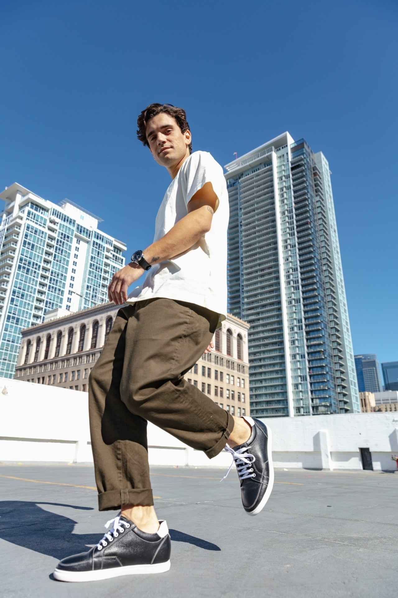 CALTO - K0081 - 2.5 Inches Taller (Black/White) Tallmenshoes.com
