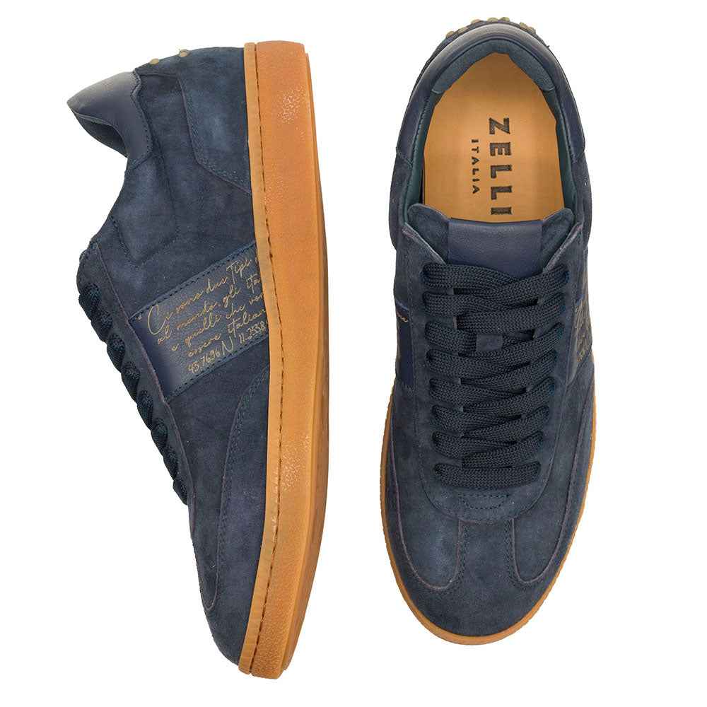 65-400-NVY SHIZZO Signature Leather Sneakers, Navy Zelli Italia