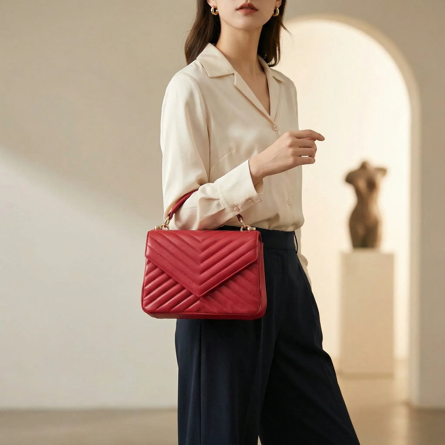 Soft Lambskin Flap Crossbody Bag – Quilted Leather Shoulder Purse MiamiLeathers.com