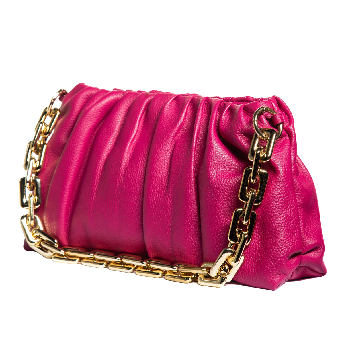 Leather Bag, Clutch Bag with Chain - MiamiLeathers MiamiLeathers.com