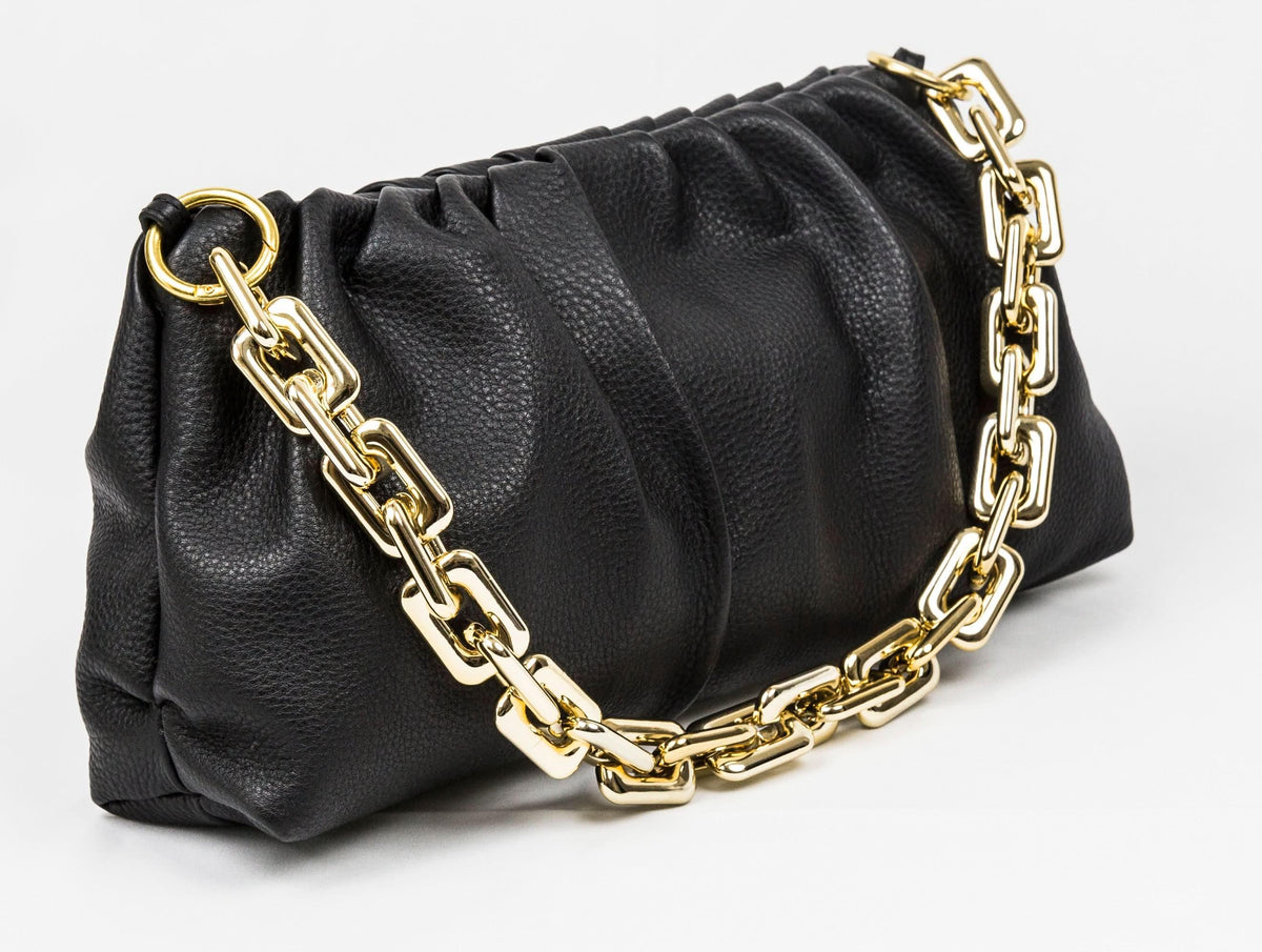 Leather Bag, Clutch Bag with Chain - MiamiLeathers MiamiLeathers.com