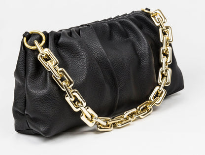 Leather Bag, Clutch Bag with Chain - MiamiLeathers MiamiLeathers.com