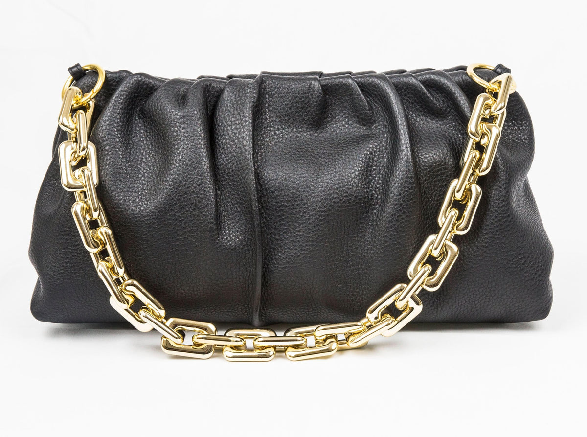 Leather Bag, Clutch Bag with Chain - MiamiLeathers MiamiLeathers.com