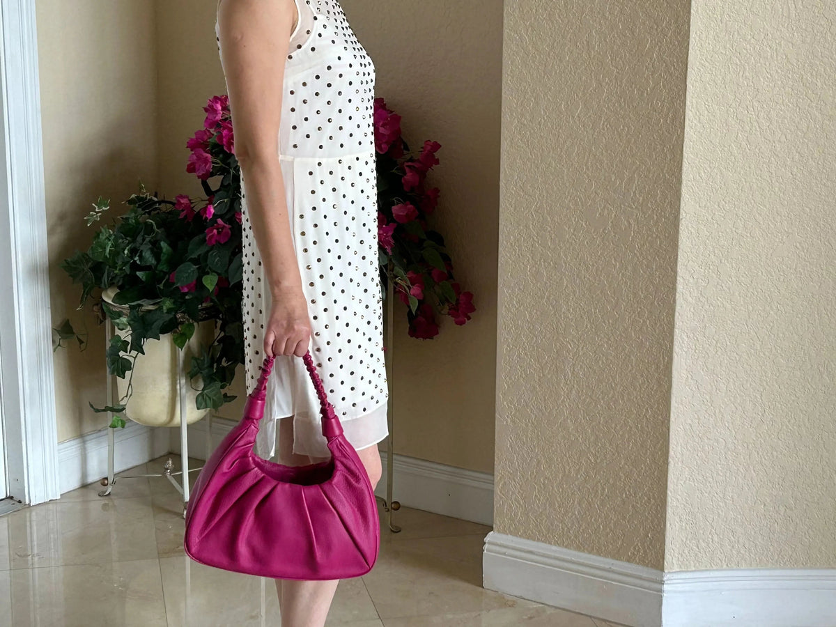 Leather Shoulder Bag, Sophia Full Grain Leather Hobo MiamiLeathers.com