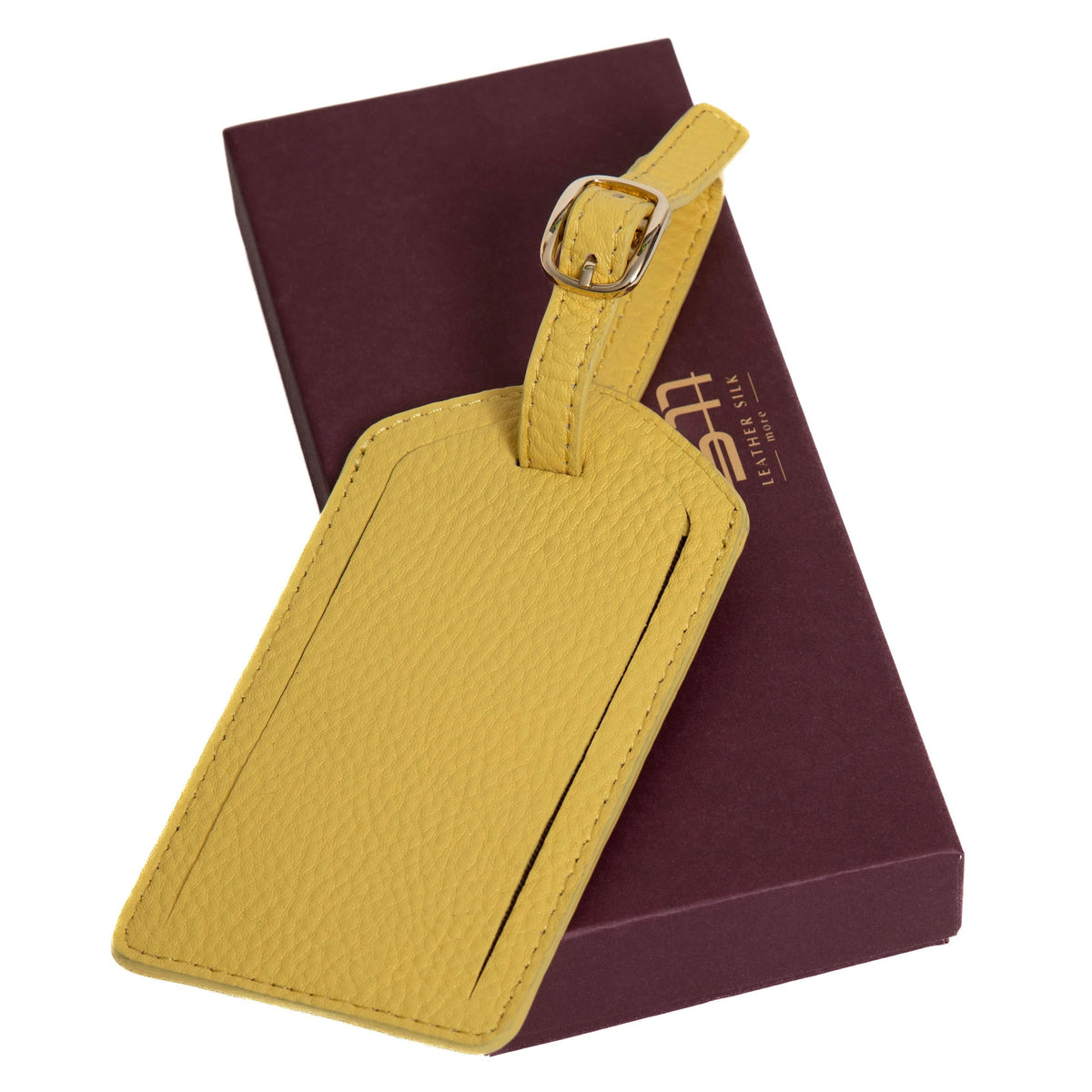 Sophia Full-Grain Leather Luggage Tag – Soft Pebbled Finish MiamiLeathers.com