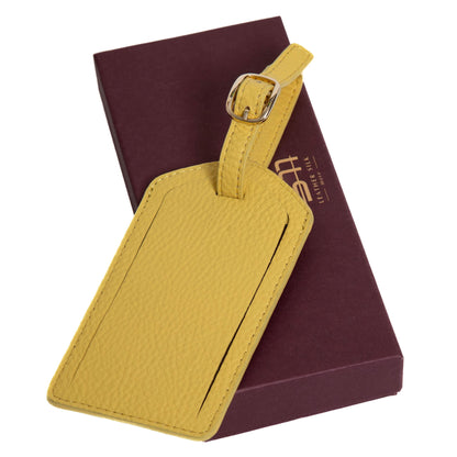 Sophia Full-Grain Leather Luggage Tag – Soft Pebbled Finish MiamiLeathers.com