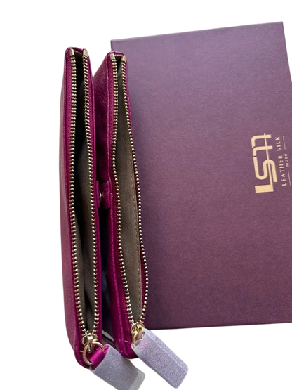 Women's Wallets, Sophia Soft Double Zipper Leather Wallet MiamiLeathers.com