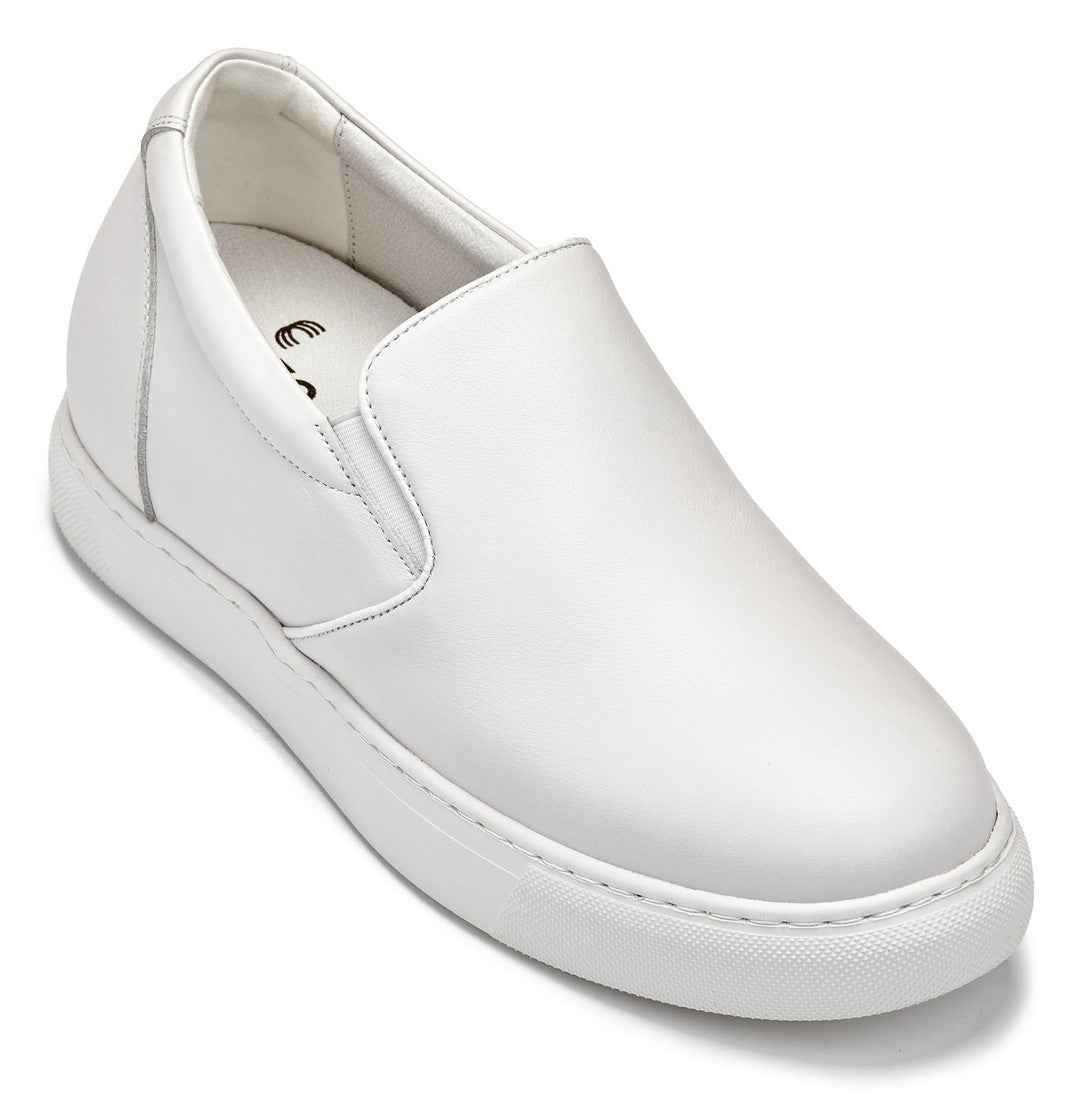 CALTO - T1022 - 2.6 Inches Taller (White) - Lightweight Nappa Leather Loafer Tallmenshoes.com