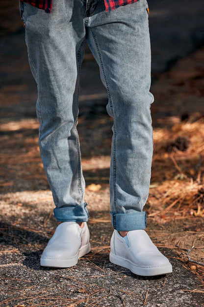 CALTO - T1022 - 2.6 Inches Taller (White) - Lightweight Nappa Leather Loafer Tallmenshoes.com