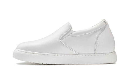 CALTO - T1022 - 2.6 Inches Taller (White) - Lightweight Nappa Leather Loafer Tallmenshoes.com