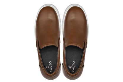 CALTO - T1023 - 2.6 Inches Taller (Coffee Brown) - Lightweight Nappa Leather Loafer Tallmenshoes.com