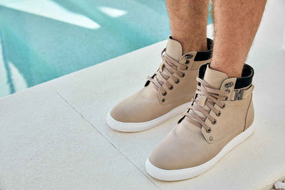 CALTO - T53122 - 2.6 Inches Taller (Taupe) - High top sneak-boot Tallmenshoes.com