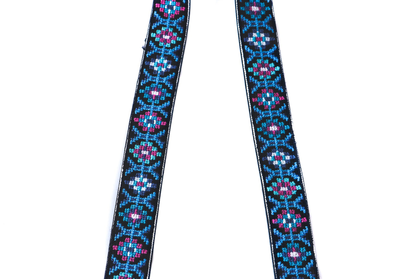 Mai Woven Bag Strap - Blue & Pink with Leather Tin Marin Brand