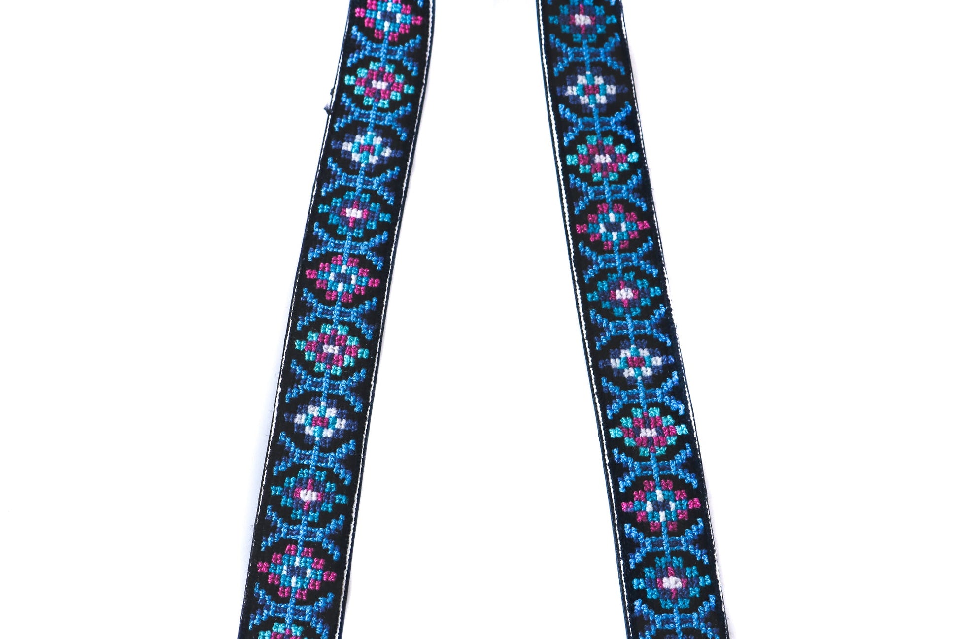 Mai Woven Bag Strap - Blue & Pink with Leather Tin Marin Brand