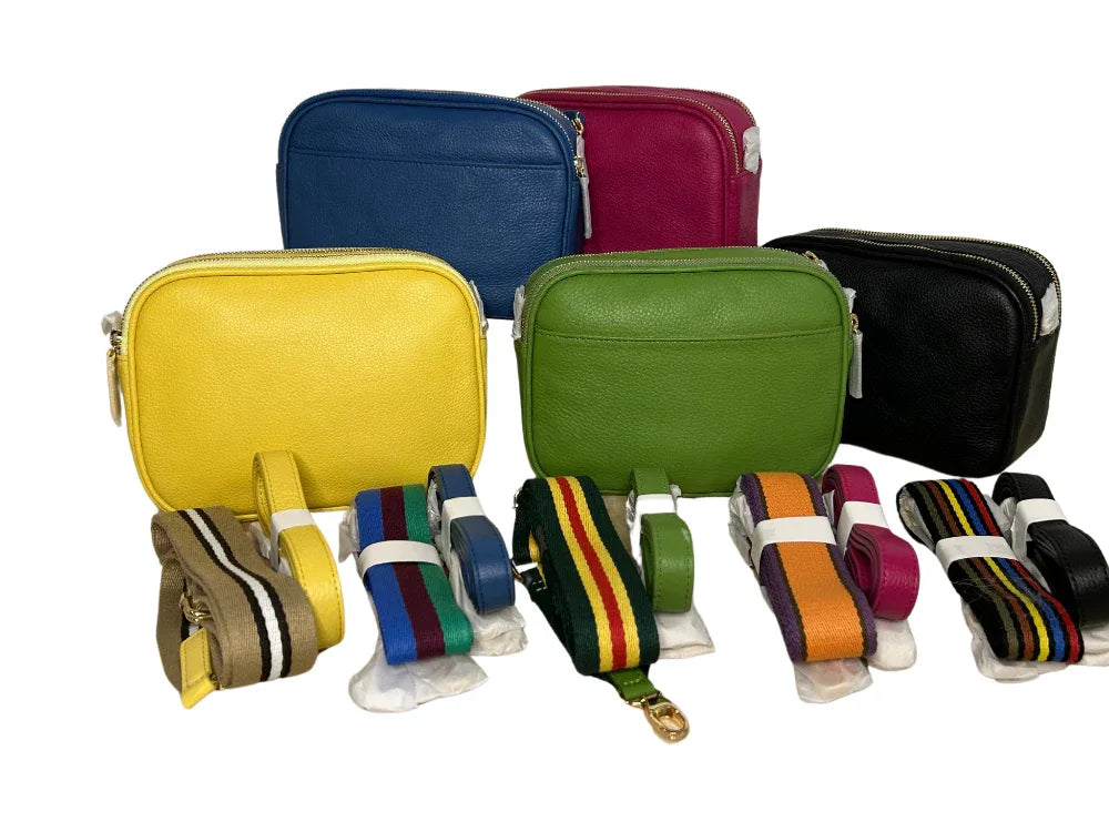 Sophia Double Zipper Leather Crossbody MiamiLeathers.com