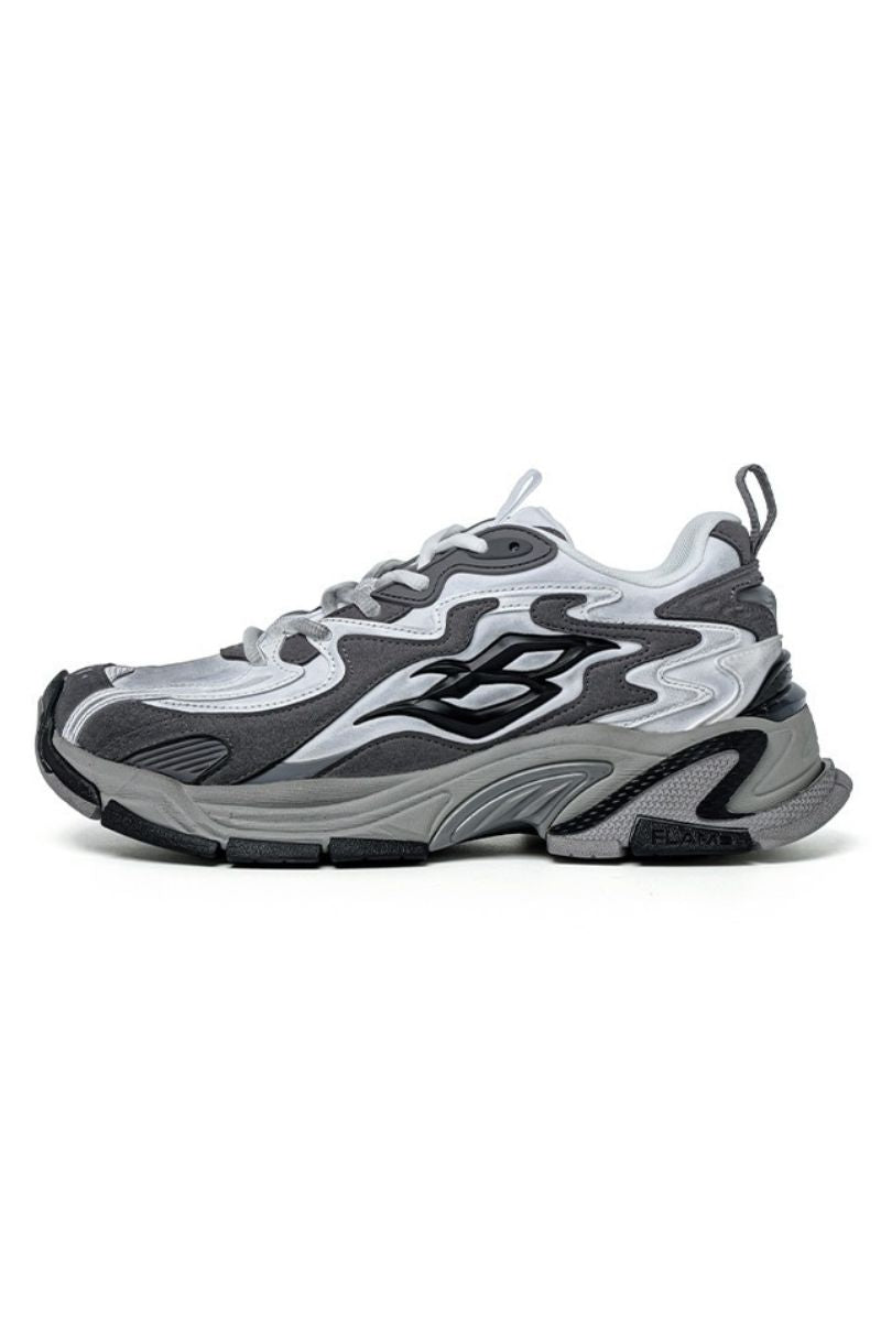 Grey Wave Chunky Running Sneakers - Wolvess