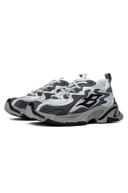 Grey Wave Chunky Running Sneakers - Wolvess