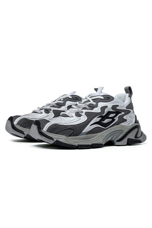 Grey Wave Chunky Running Sneakers - Wolvess