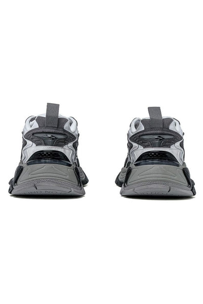 Grey Wave Chunky Running Sneakers - Wolvess