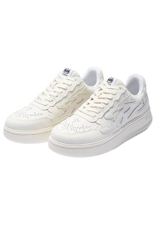 Pattern Platform Sneakers Triple White - Wolvess